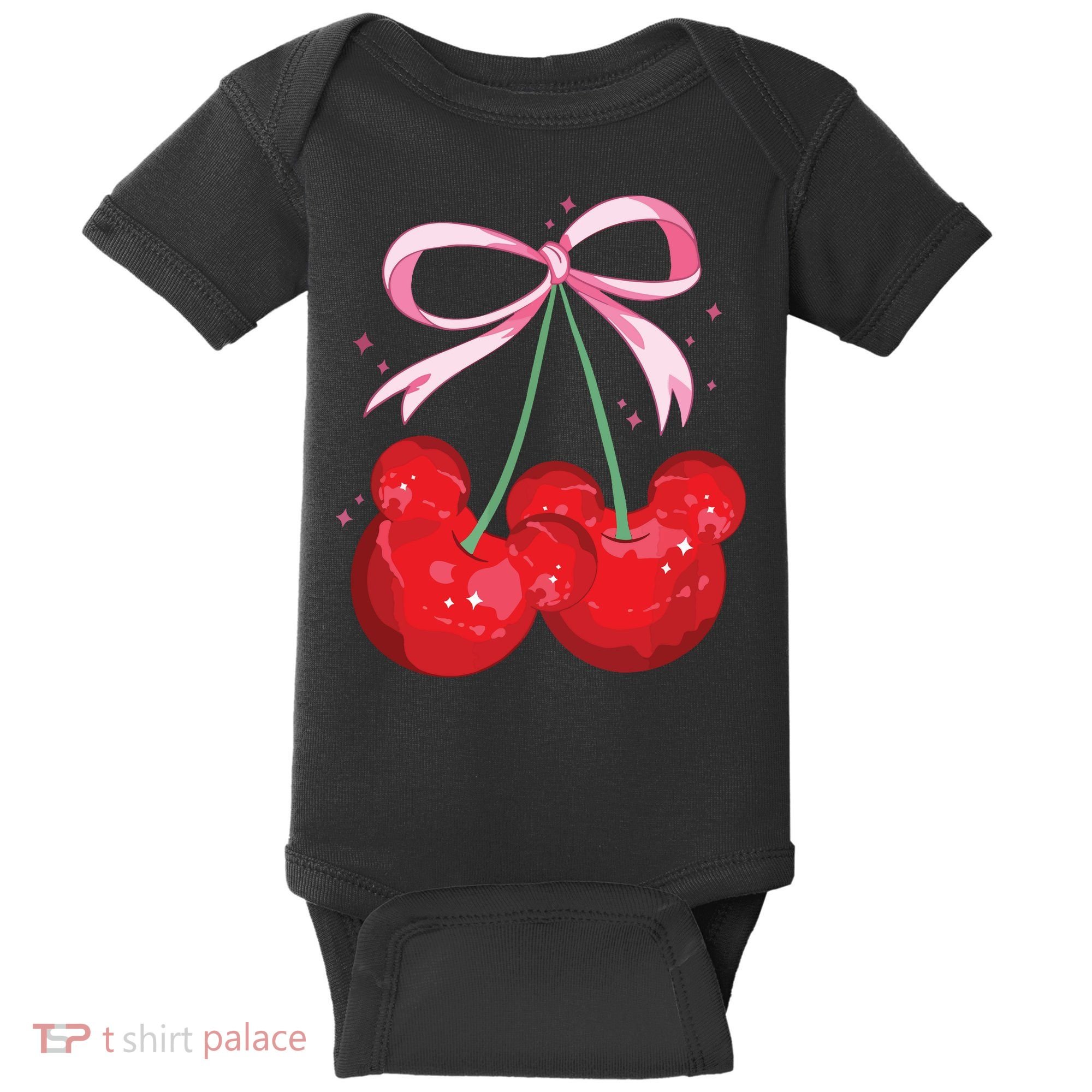 Coquette Cherry Mouse Ears Bow Princess Theme Park Baby Bodysuit