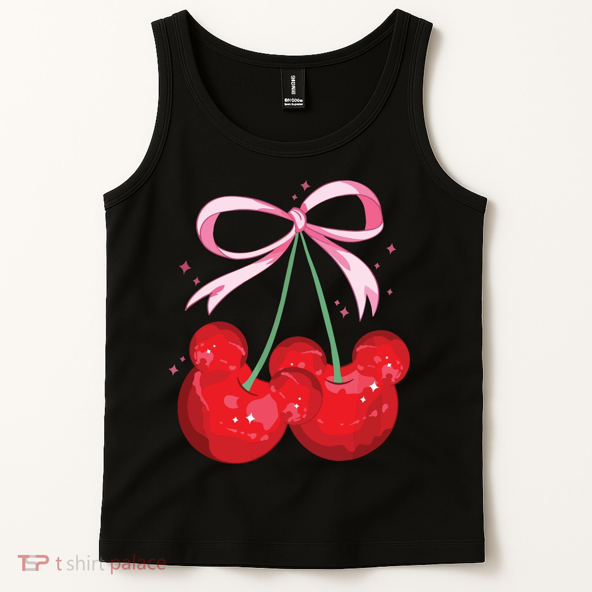 Coquette Cherry Mouse Ears Bow Princess Theme Park Tank Top