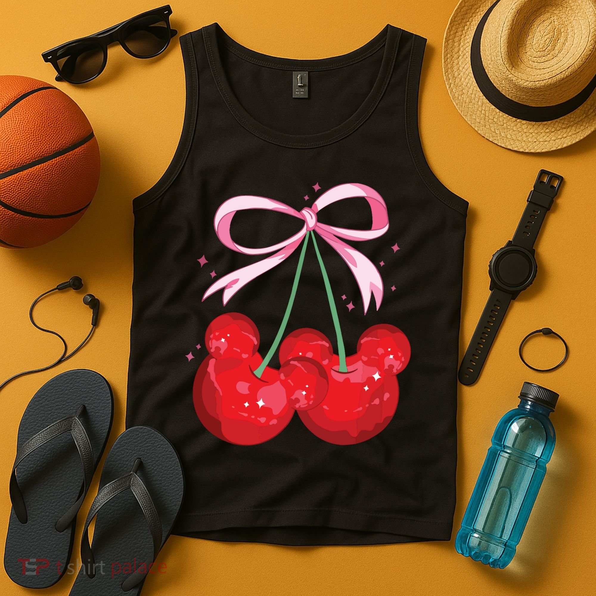 Coquette Cherry Mouse Ears Bow Princess Theme Park Tank Top