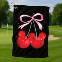 Coquette Cherry Mouse Ears Bow Princess Theme Park Golf Towel thumb 1