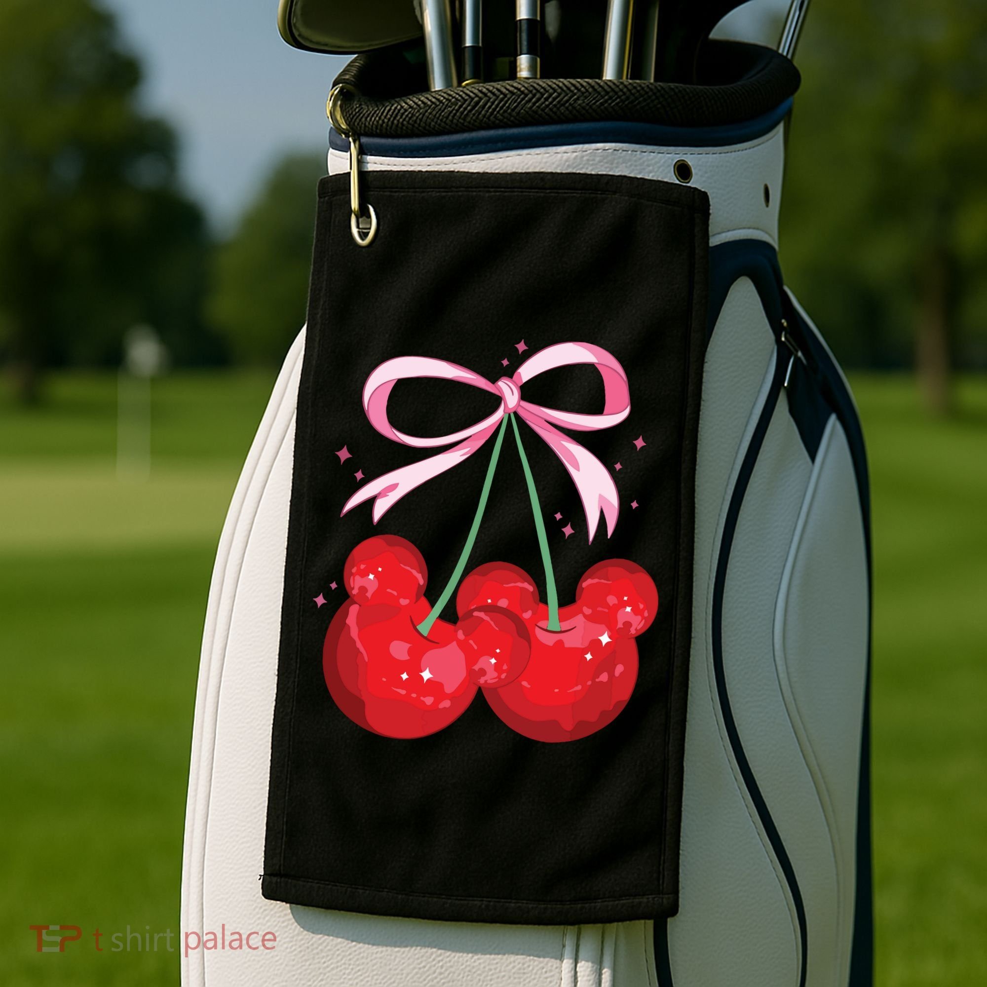 Coquette Cherry Mouse Ears Bow Princess Theme Park Golf Towel
