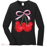 Coquette Cherry Mouse Ears Bow Princess Theme Park Women's Long Sleeve Shirt thumb 0