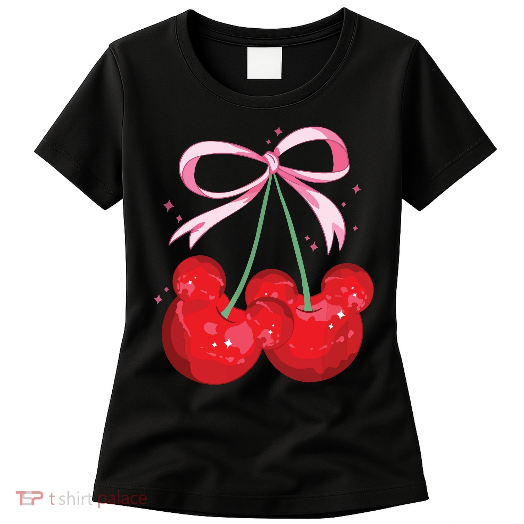 Coquette Cherry Mouse Ears Bow Princess Theme Park Women's T-Shirt