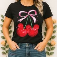 Coquette Cherry Mouse Ears Bow Princess Theme Park Women's T-Shirt thumb 2