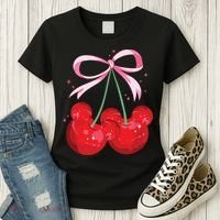 Coquette Cherry Mouse Ears Bow Princess Theme Park Women's T-Shirt thumb 3
