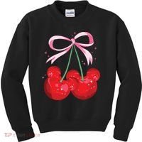 Coquette Cherry Mouse Ears Bow Princess Theme Park Kids Sweatshirt thumb 0