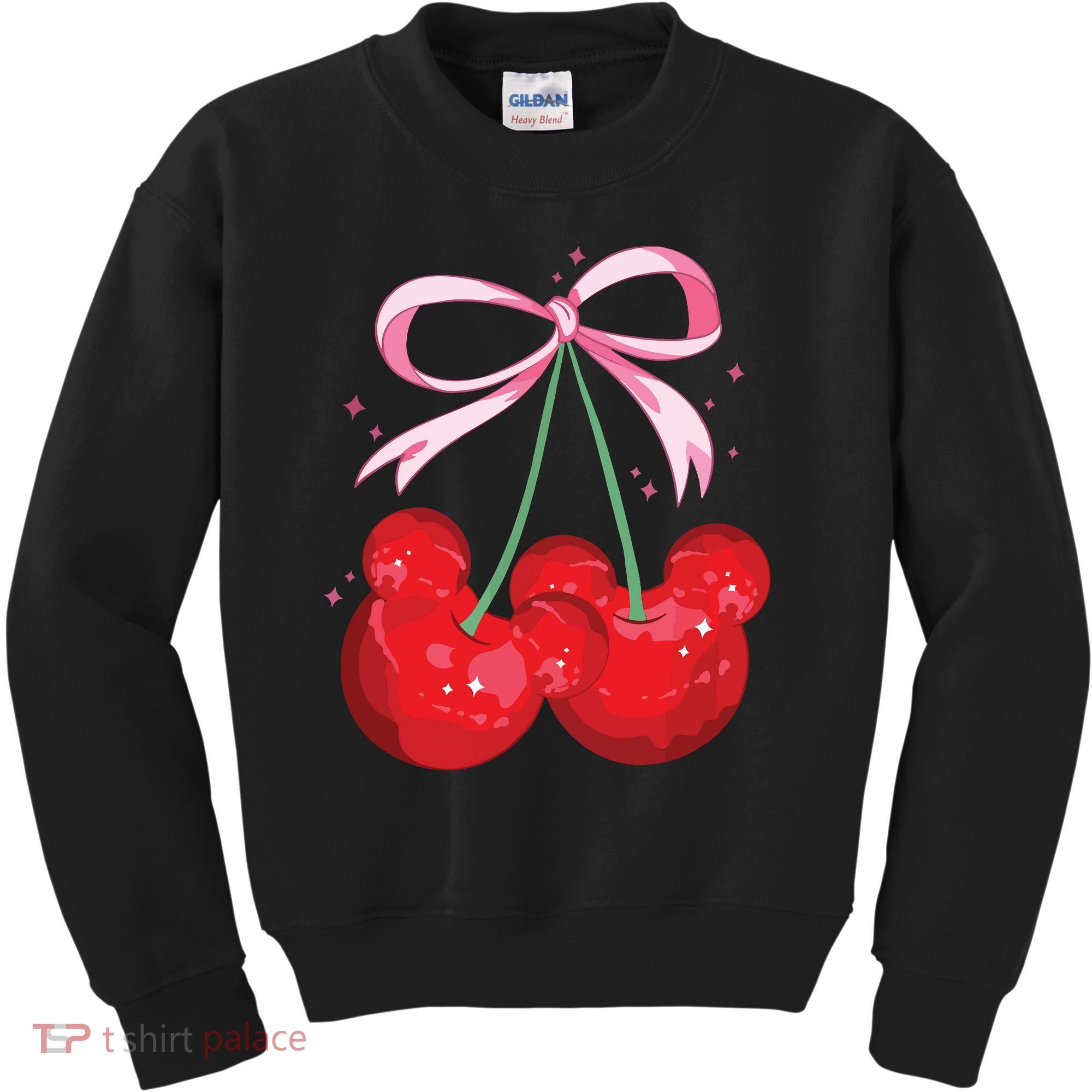 Coquette Cherry Mouse Ears Bow Princess Theme Park Kids Sweatshirt