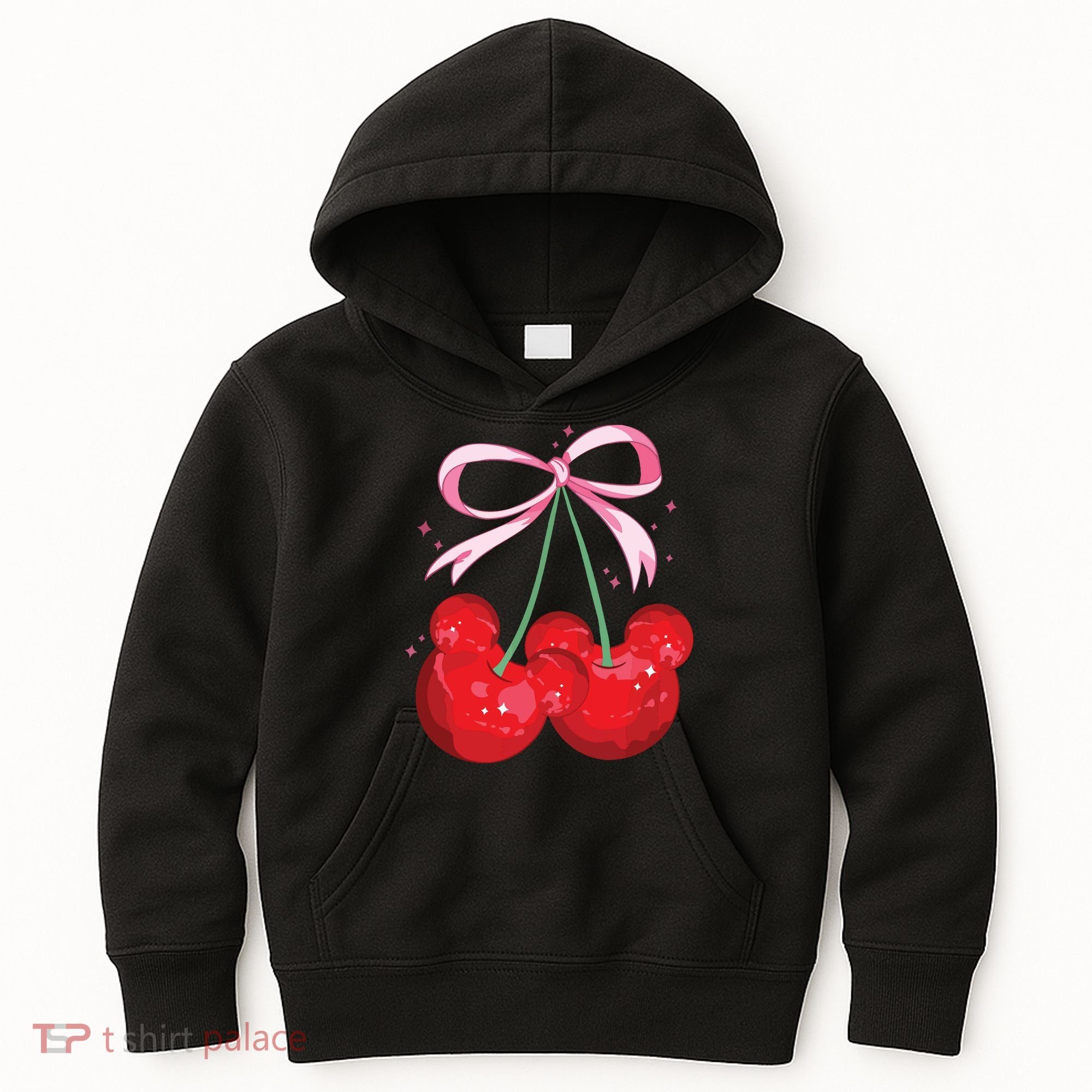 Coquette Cherry Mouse Ears Bow Princess Theme Park Kids Hoodie