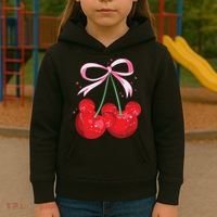 Coquette Cherry Mouse Ears Bow Princess Theme Park Kids Hoodie thumb 3