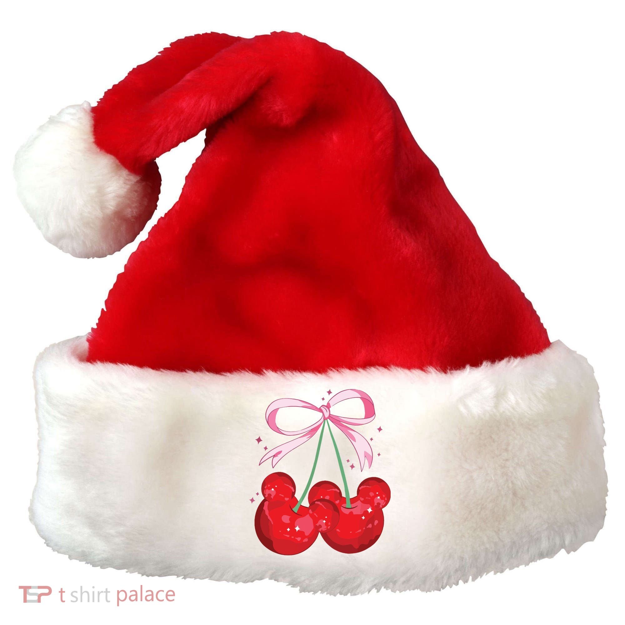 Coquette Cherry Mouse Ears Bow Princess Theme Park Santa Hat