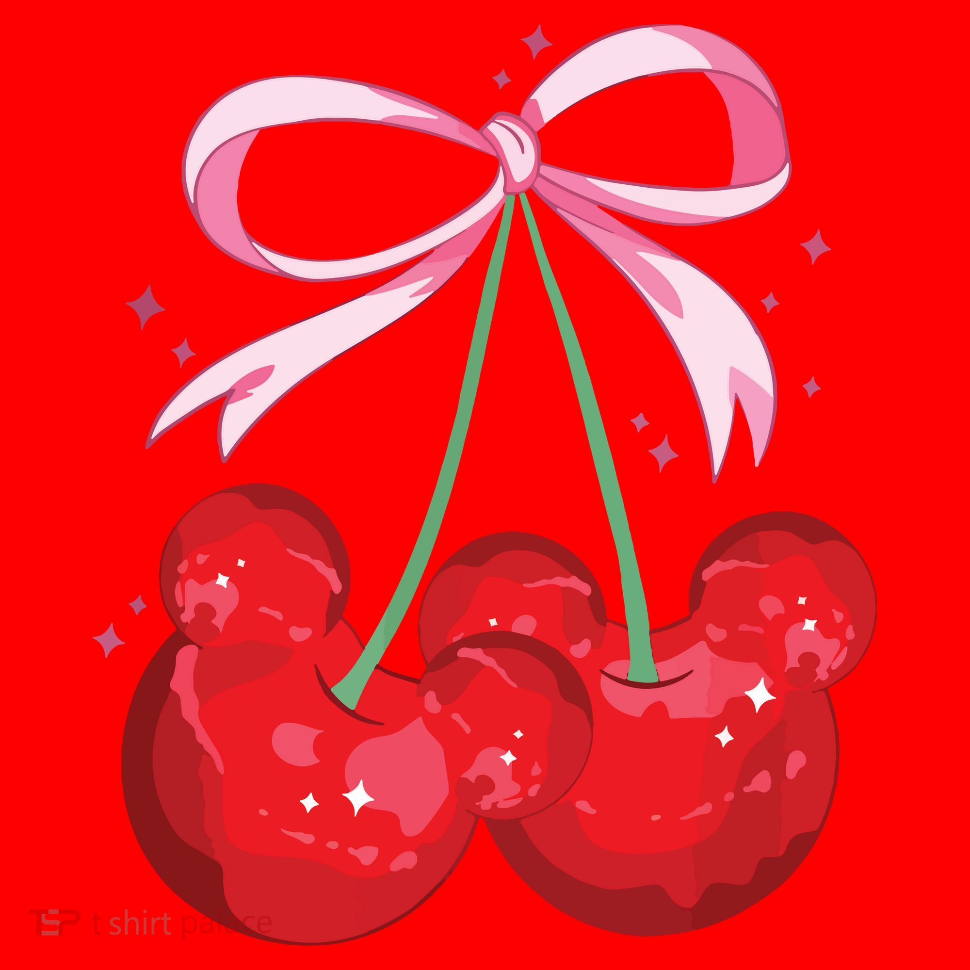 Coquette Cherry Mouse Ears Bow Princess Theme Park Santa Hat