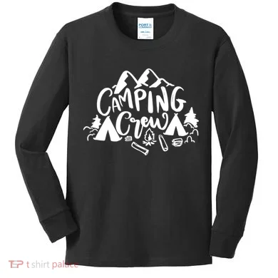 Camping Crew Mountain Kids Long Sleeve Shirt