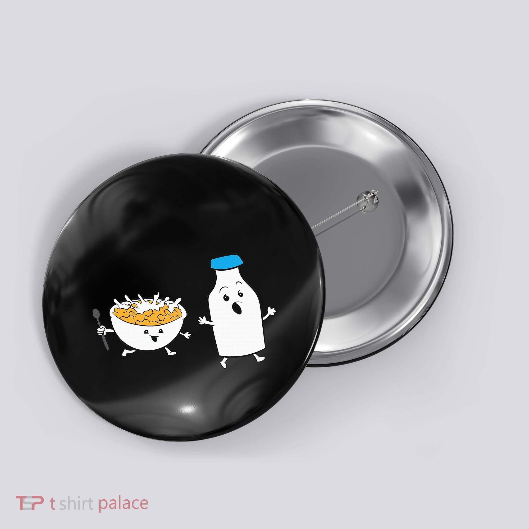Cereal Chasing Milk Cornflakes Breakfast Cereal Button