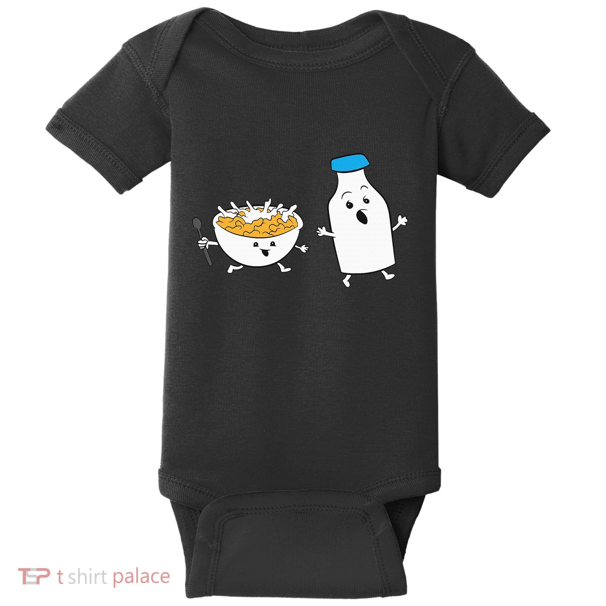 Cereal Chasing Milk Cornflakes Breakfast Cereal Baby Bodysuit