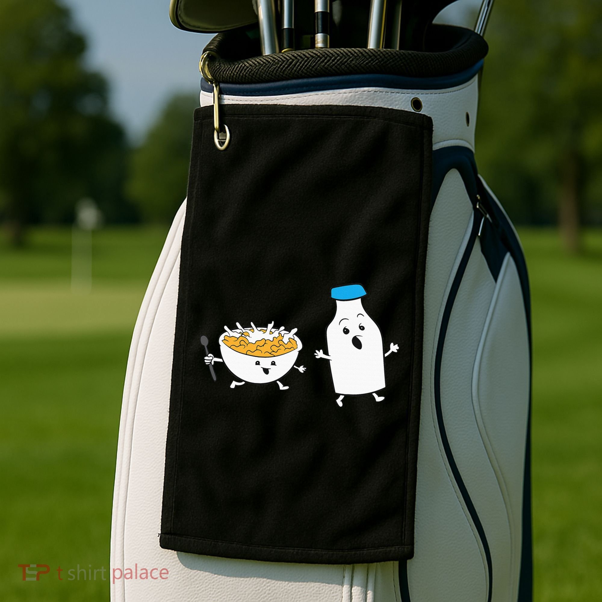 Cereal Chasing Milk Cornflakes Breakfast Cereal Golf Towel