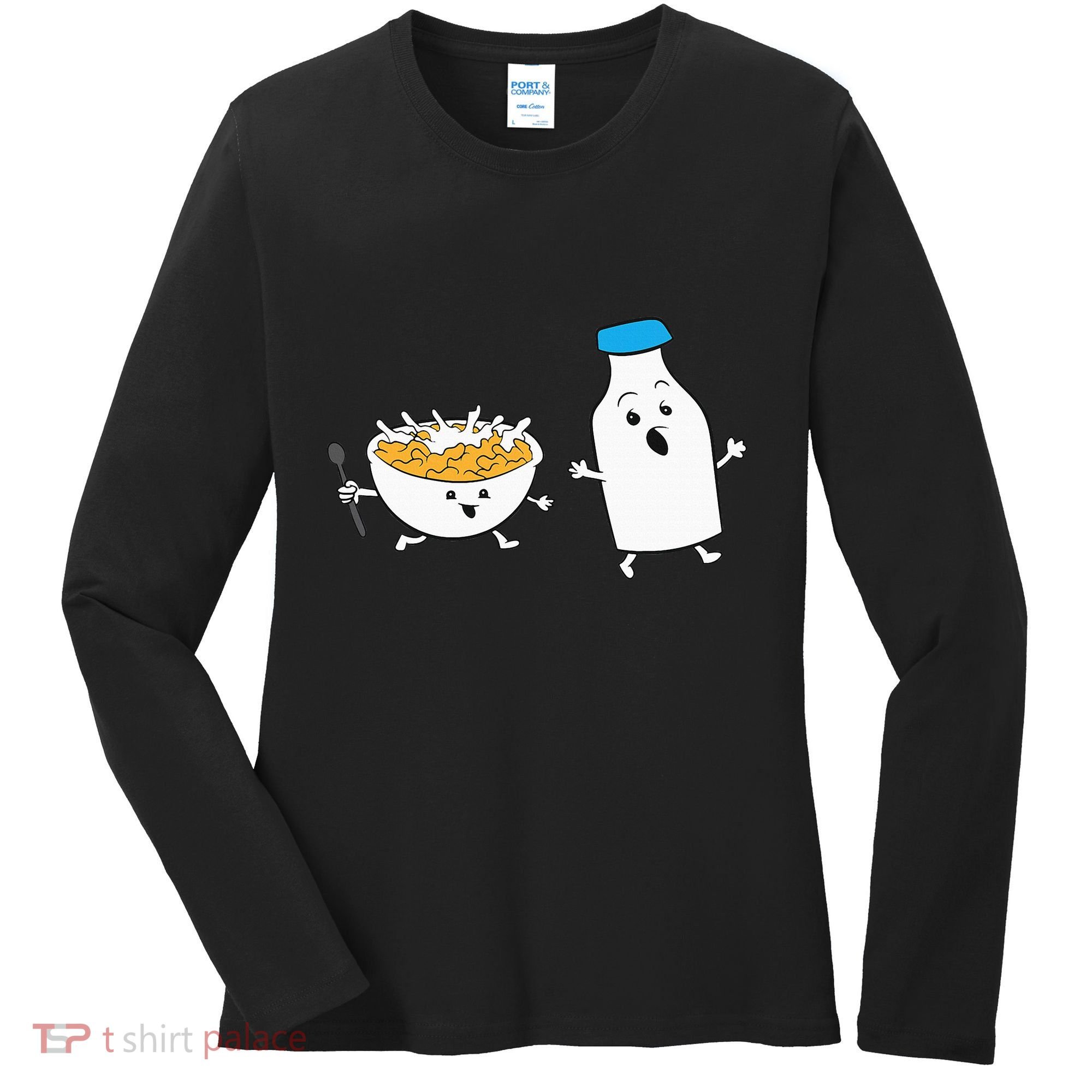 Cereal Chasing Milk Cornflakes Breakfast Cereal Women's Long Sleeve Shirt
