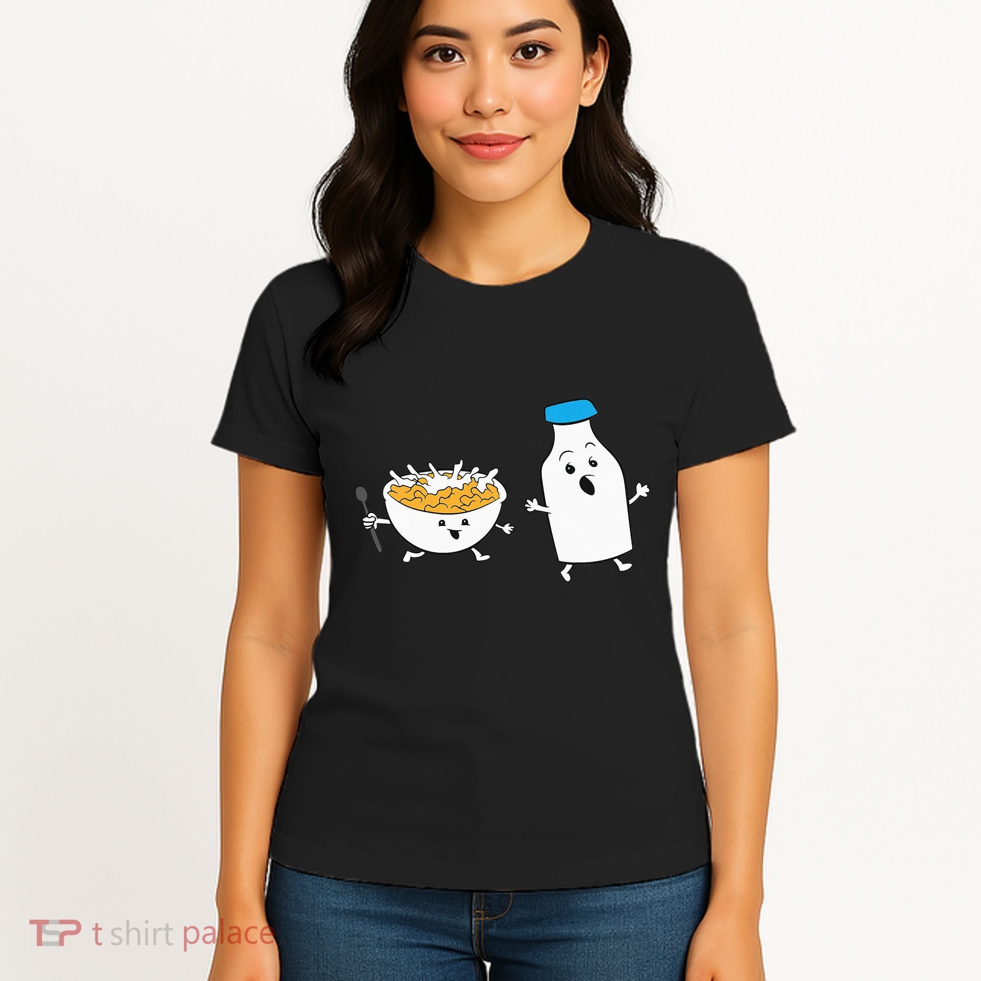 Cereal Chasing Milk Cornflakes Breakfast Cereal Women's T-Shirt