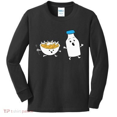 Cereal Chasing Milk Cornflakes Breakfast Cereal Kids Long Sleeve Shirt