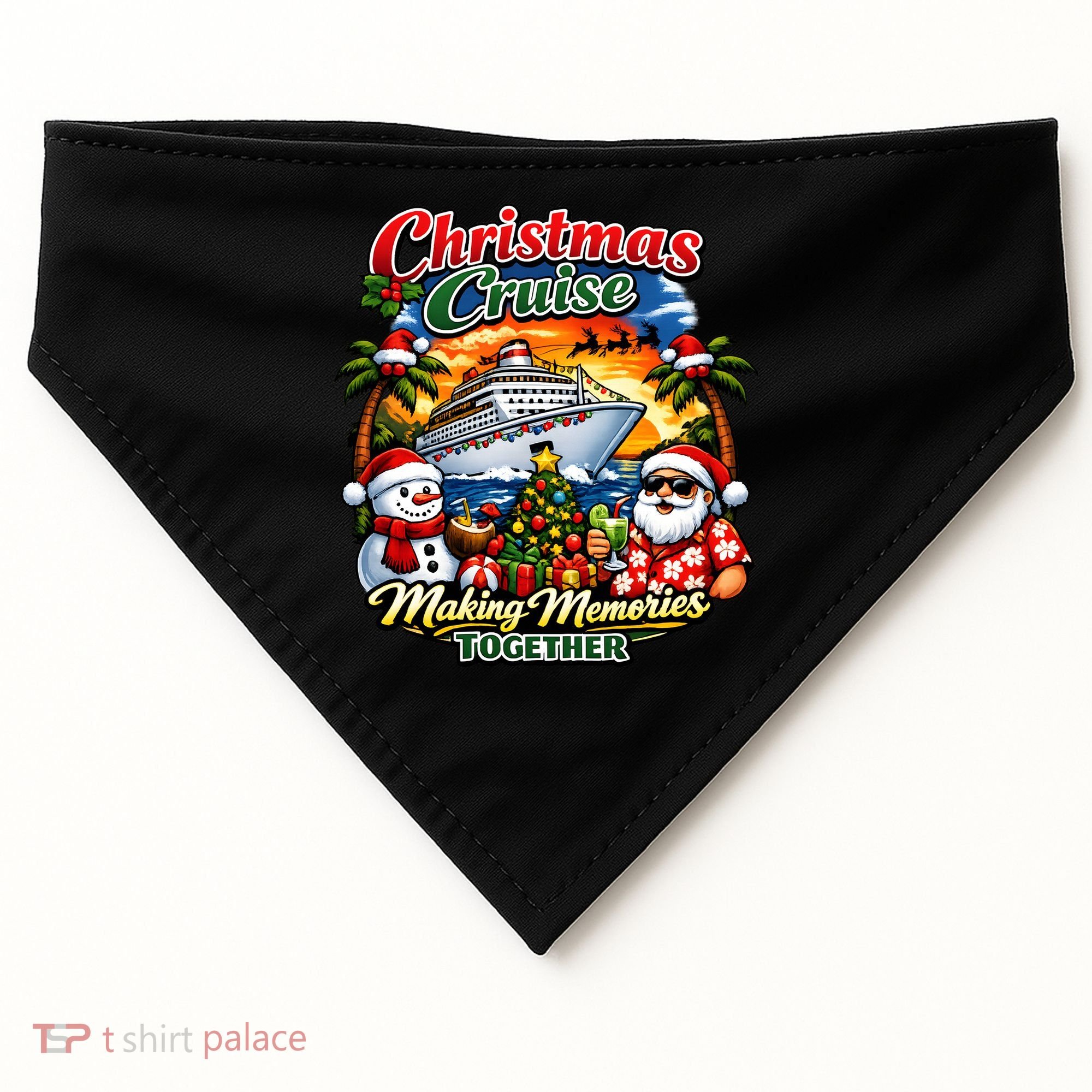Christmas Cruise Making Memories Together USA-Made Doggie Bandana
