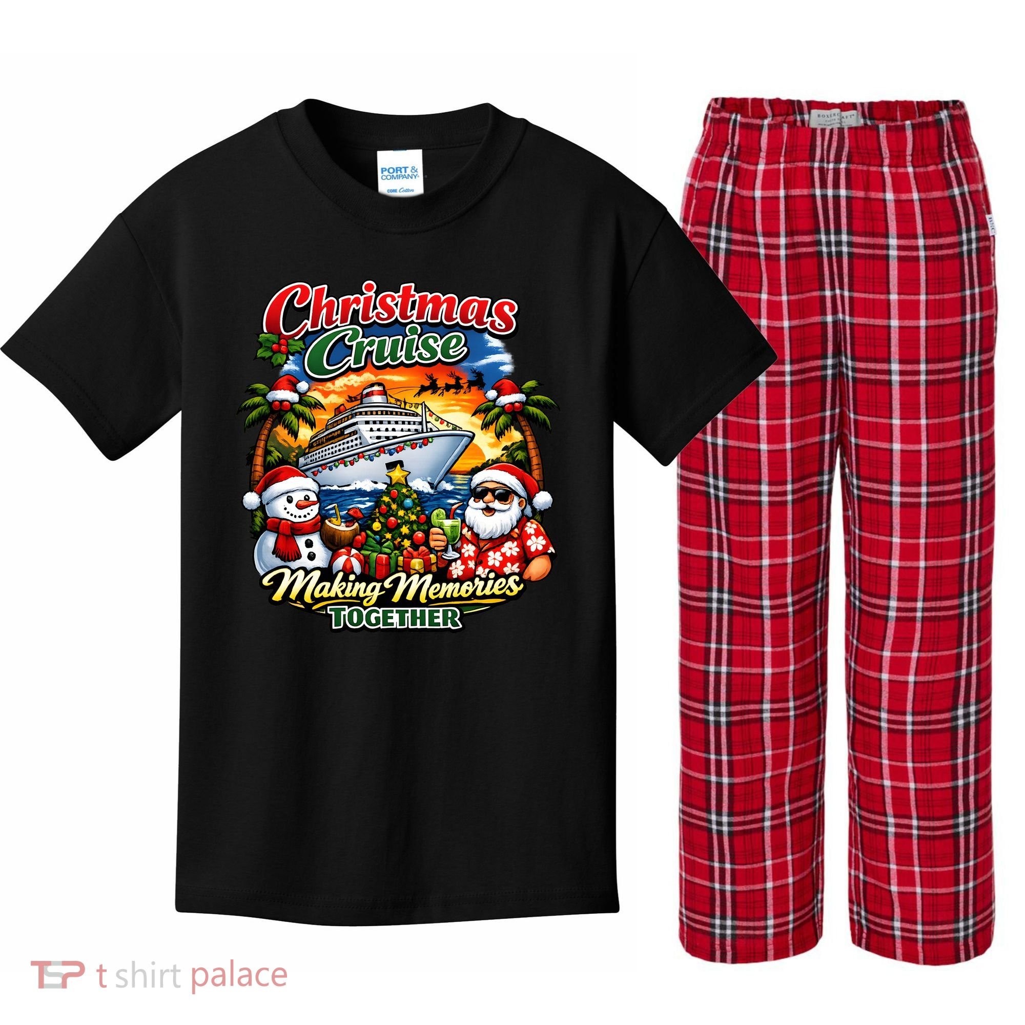 Christmas Cruise Making Memories Together Kids Plaid Pajama Set