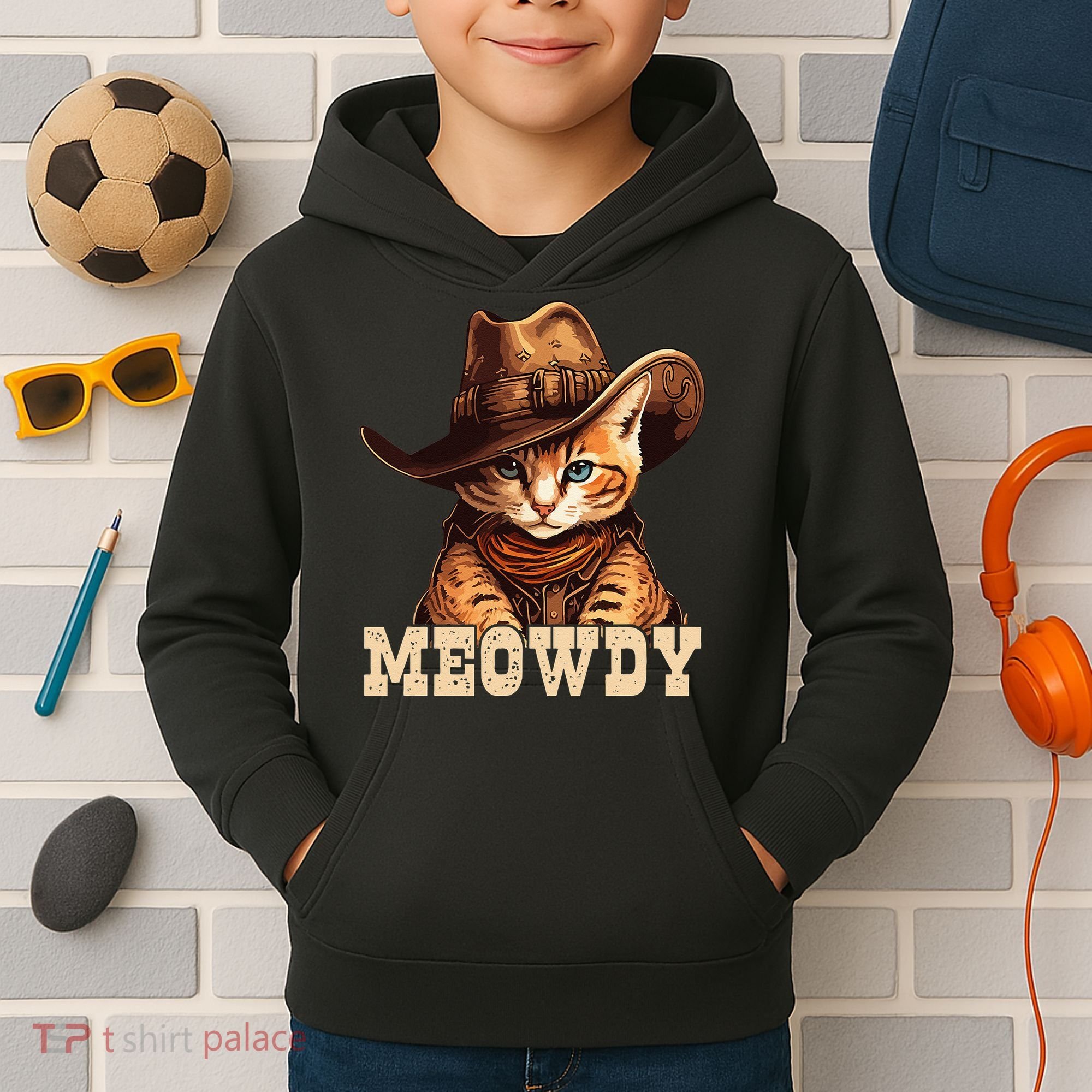 Cowboy Cat Meowdy Kids Hoodie