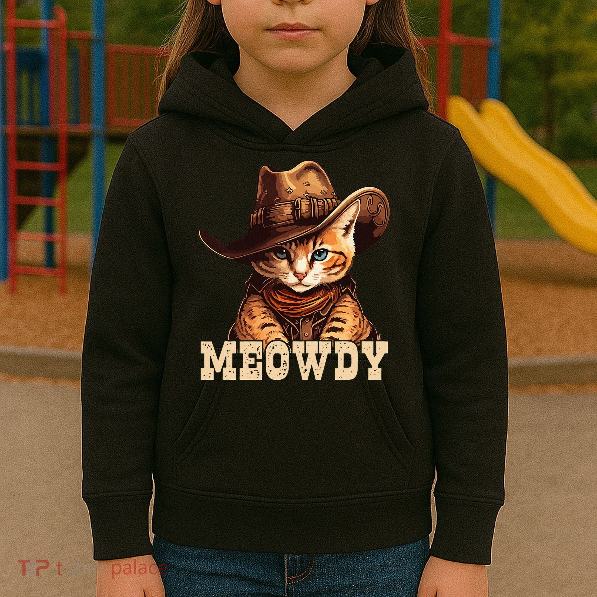 Cowboy Cat Meowdy Kids Hoodie