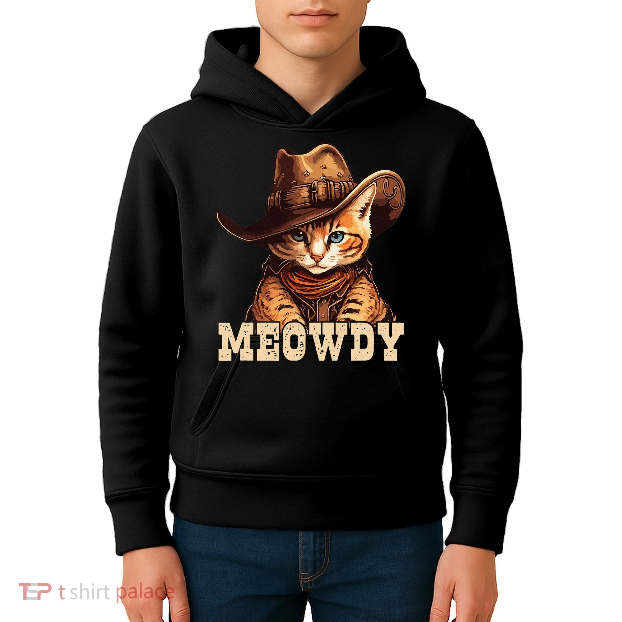 Cowboy Cat Meowdy Kids Hoodie