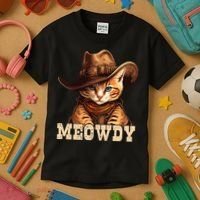 Cowboy Cat Meowdy Kids T-Shirt thumb 3