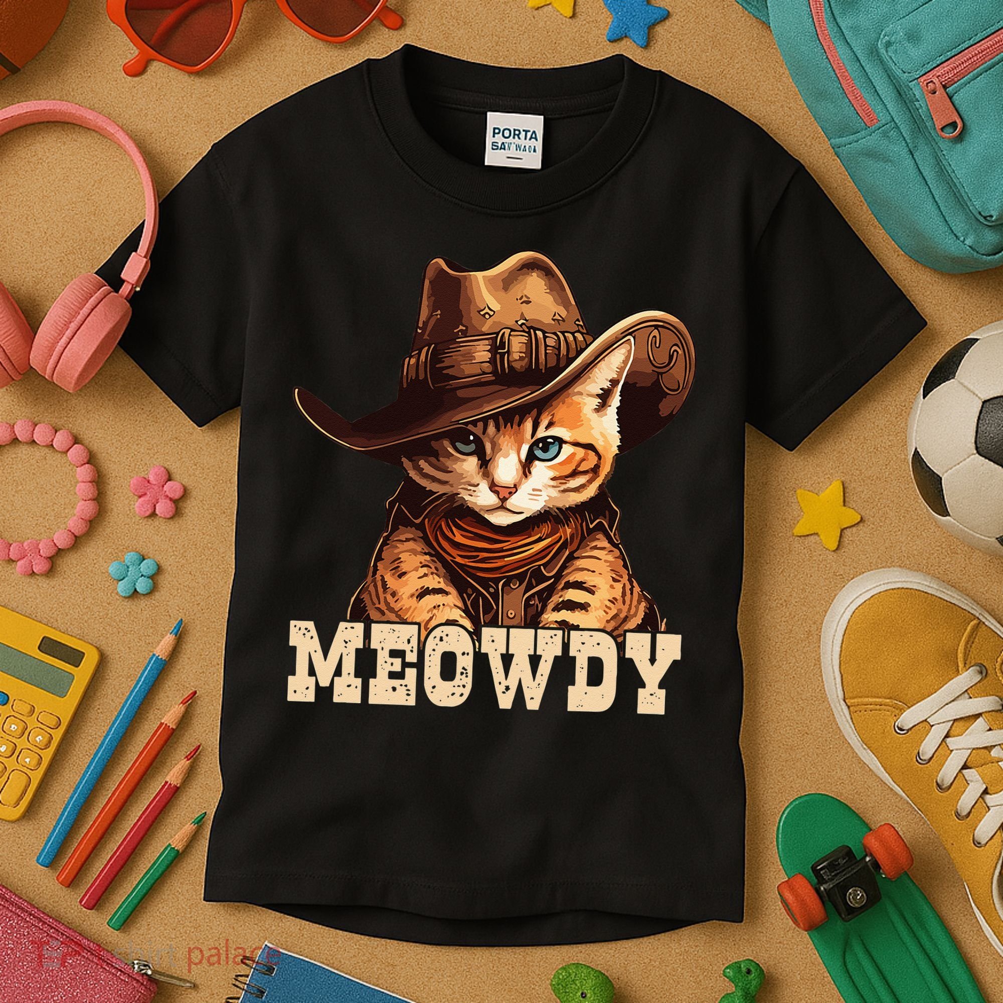 Cowboy Cat Meowdy Kids T-Shirt