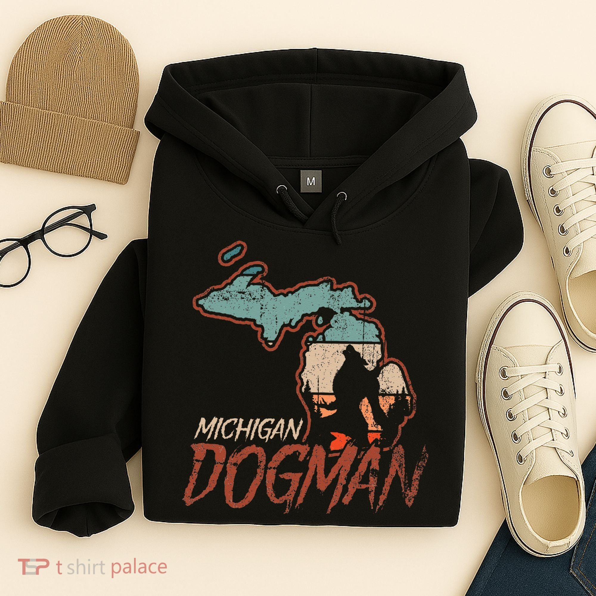 Cryptids Cryptozoology Monsters State of Michigan Dogman Hoodie