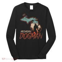 Cryptids Cryptozoology Monsters State of Michigan Dogman Long Sleeve Shirt thumb 0