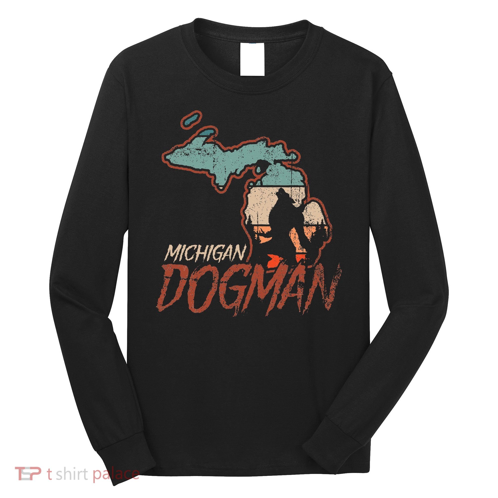 Cryptids Cryptozoology Monsters State of Michigan Dogman Long Sleeve Shirt