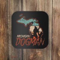 Cryptids Cryptozoology Monsters State of Michigan Dogman Coaster thumb 0