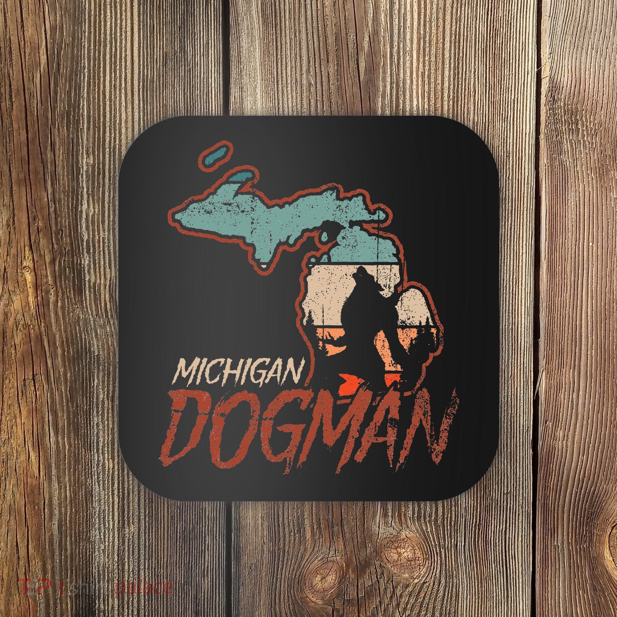 Cryptids Cryptozoology Monsters State of Michigan Dogman Coaster