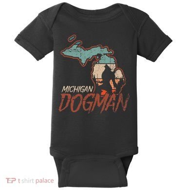 Cryptids Cryptozoology Monsters State of Michigan Dogman Baby Bodysuit