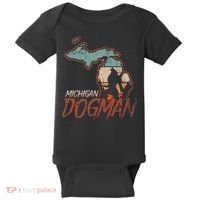 Cryptids Cryptozoology Monsters State of Michigan Dogman Baby Bodysuit thumb 0