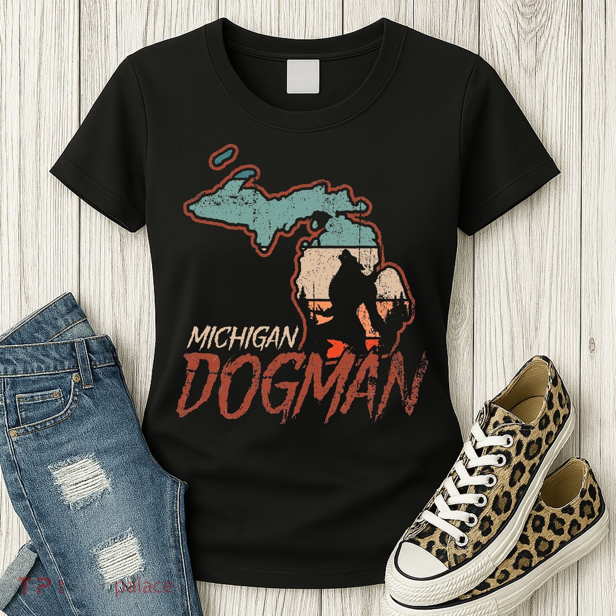 Cryptids Cryptozoology Monsters State of Michigan Dogman Women's T-Shirt