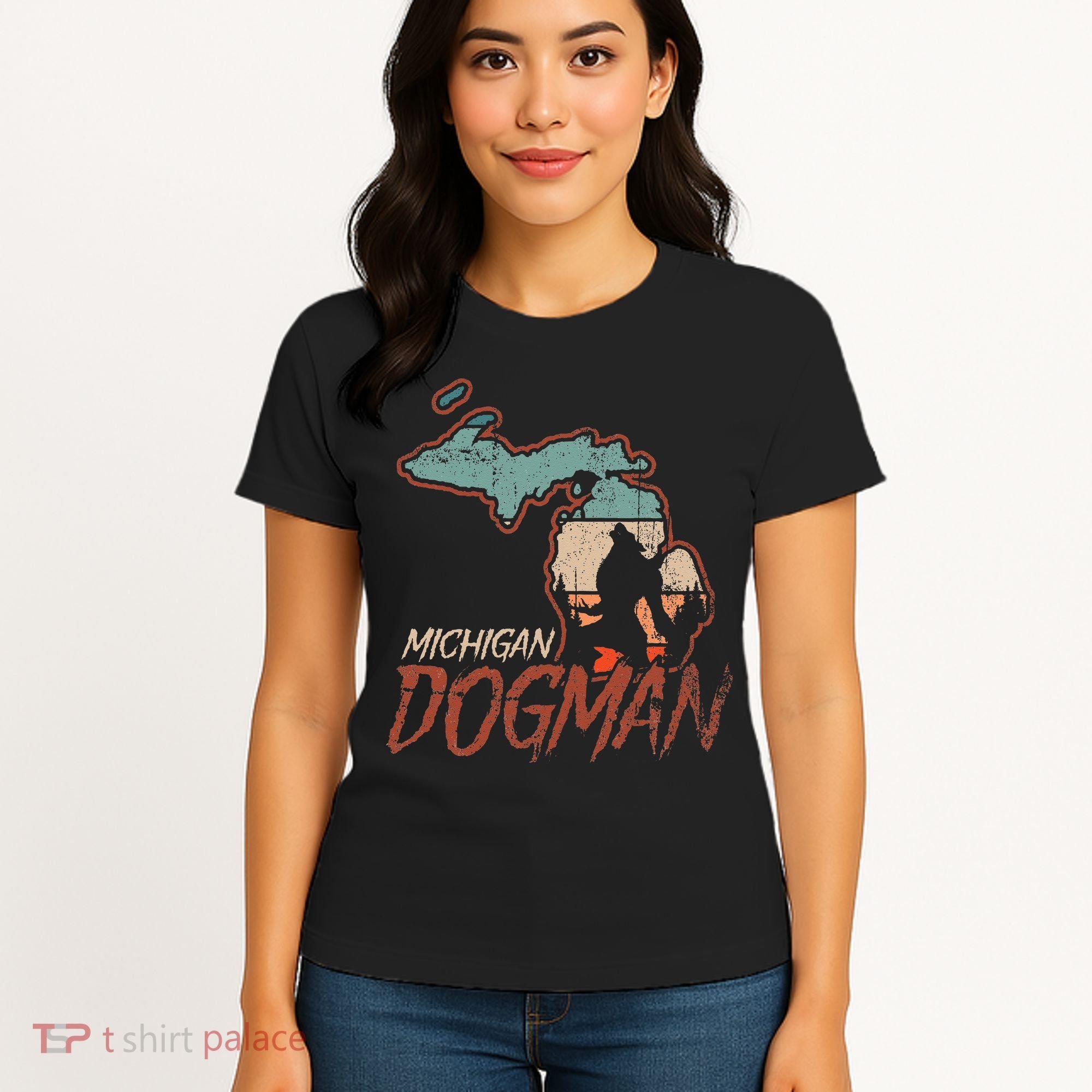 Cryptids Cryptozoology Monsters State of Michigan Dogman Women's T-Shirt