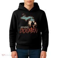 Cryptids Cryptozoology Monsters State of Michigan Dogman Kids Hoodie thumb 4