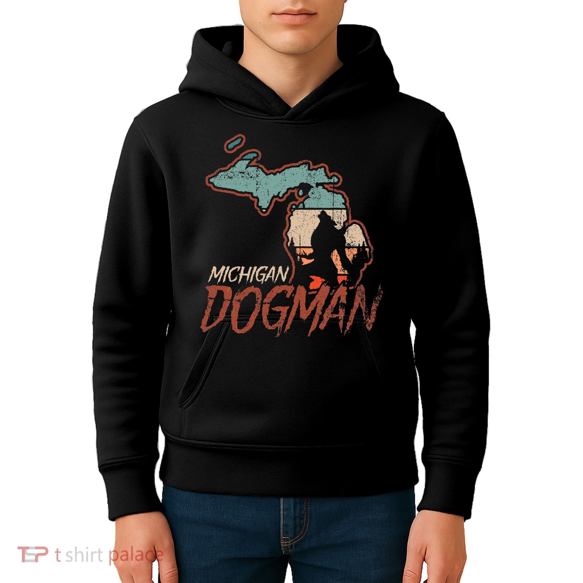 Cryptids Cryptozoology Monsters State of Michigan Dogman Kids Hoodie