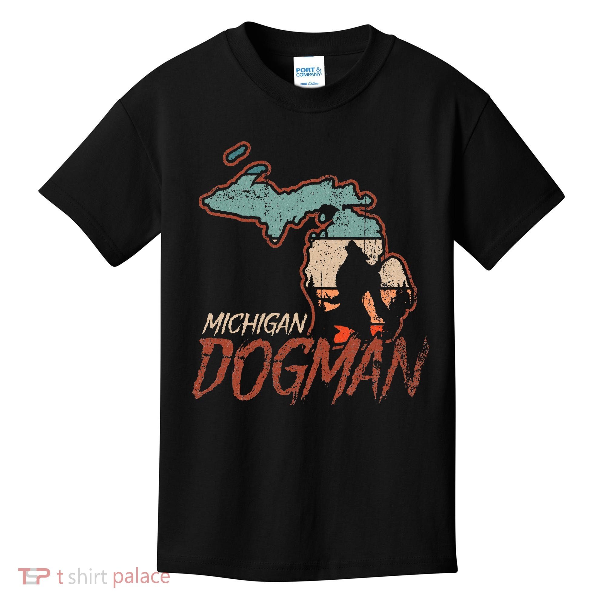 Cryptids Cryptozoology Monsters State of Michigan Dogman Kids T-Shirt