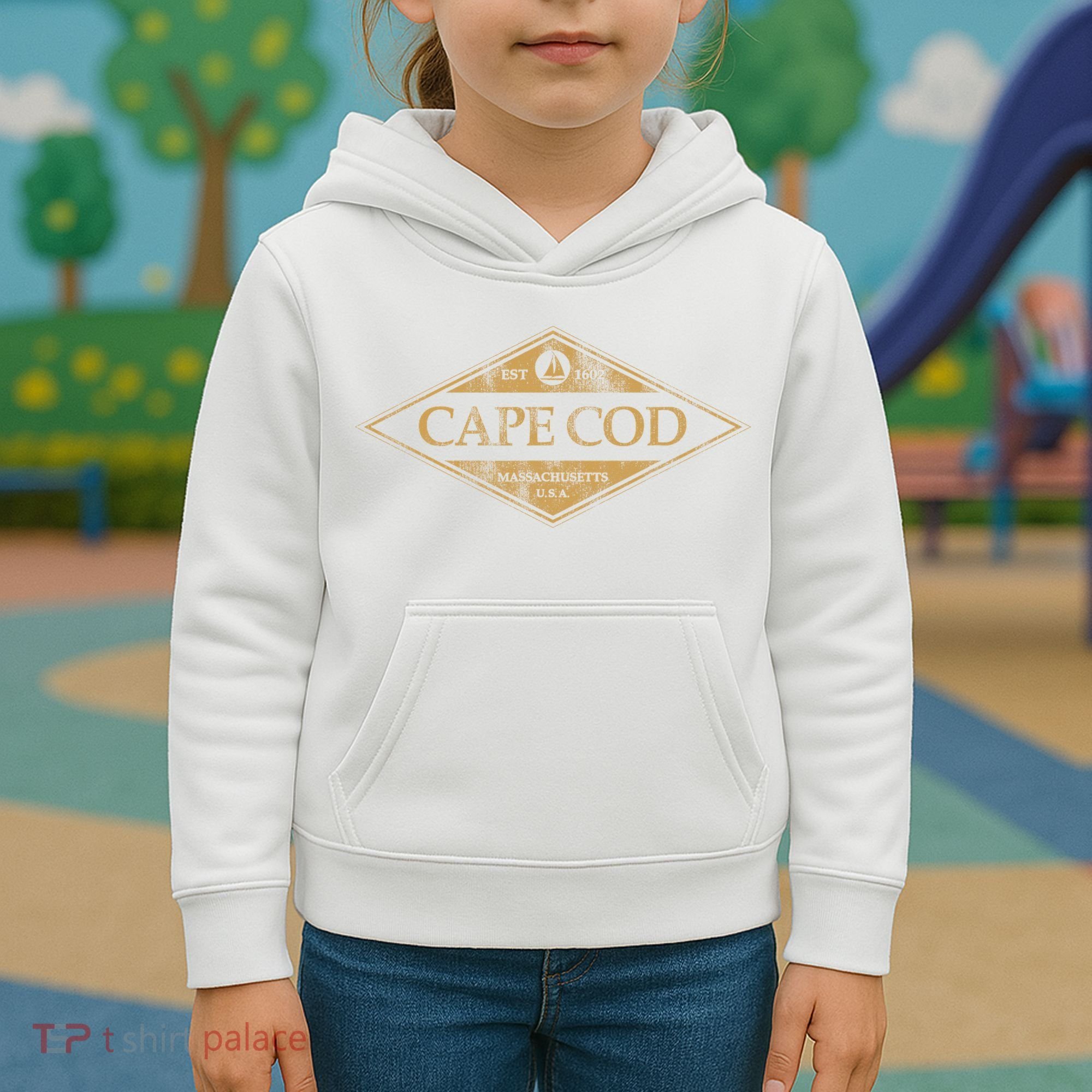 Cape Cod Massachusetts Retro Preppy Throwback Kids Hoodie