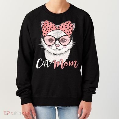 Cute Cat Mom Polka Dot Bow Bandana Women's Sweatshirt