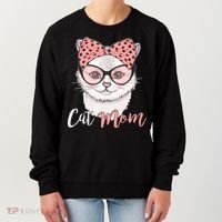 Cute Cat Mom Polka Dot Bow Bandana Women's Sweatshirt thumb 0