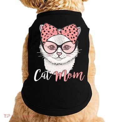 Cute Cat Mom Polka Dot Bow Bandana Doggie Tank