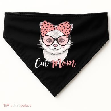 Cute Cat Mom Polka Dot Bow Bandana USA-Made Doggie Bandana