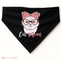 Cute Cat Mom Polka Dot Bow Bandana USA-Made Doggie Bandana thumb 0