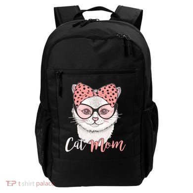 Cute Cat Mom Polka Dot Bow Bandana Backpack
