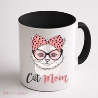 Cute Cat Mom Polka Dot Bow Bandana Coffee Mug thumb 1