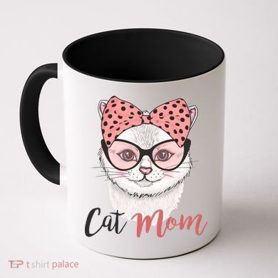 Cute Cat Mom Polka Dot Bow Bandana Coffee Mug
